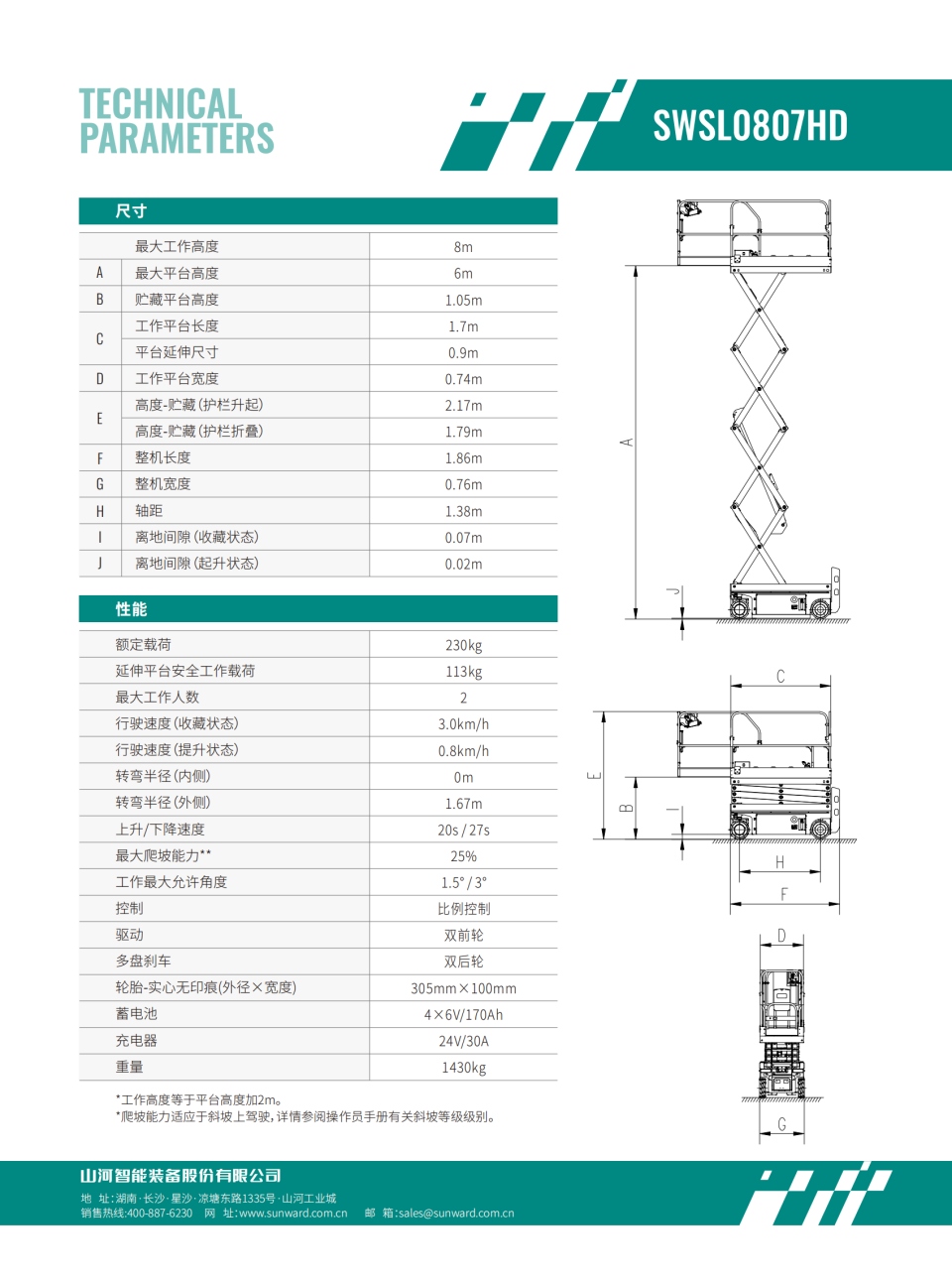 SWSL0807HD 电动剪叉式高空作业平台